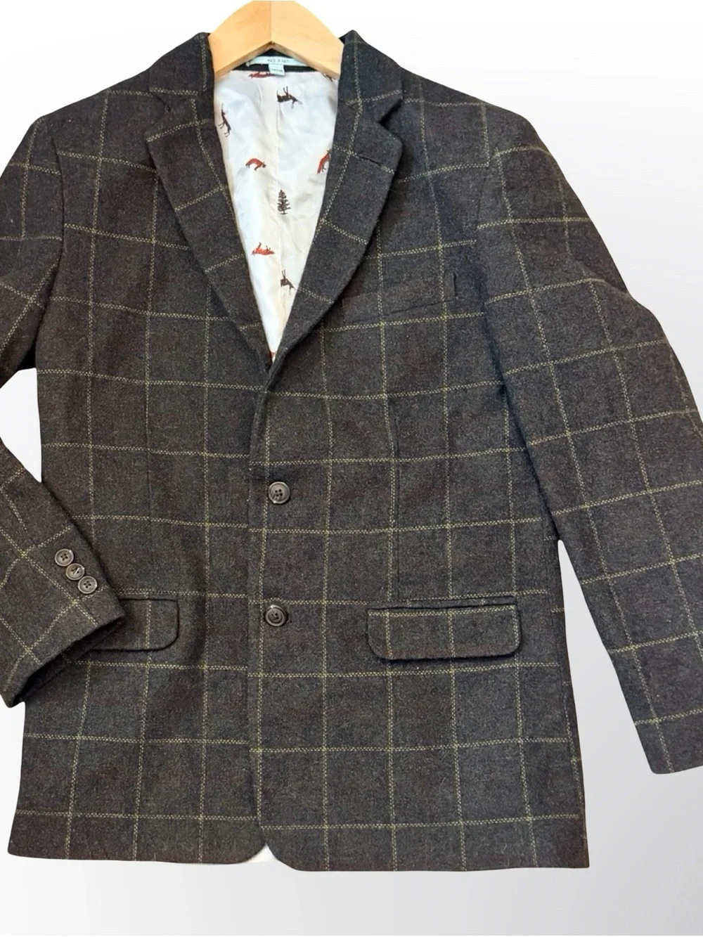 Class Club Gold Label Boys Wool Blend Blazer 14/16 | Windowpane Plaid
